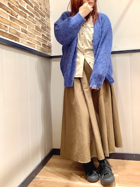 「ベージュ×ブルー」｜BRICK HOUSE by Tokyo Shirts 横浜ららぽーと店さん（レディース・163cm）の冬コーディネート