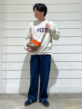 「GLOSTER（グロスター）の【GLOSTER/グロスター】PEEK クルーネック ロゴスウェット 裏毛 トレーナー（スウェット）」を使った、nabeさん（メンズ・168cm）の冬コーディネート