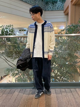 「アイテム（ダウンジャケット/コート）」を使った、nabeさん（メンズ・168cm）の冬コーディネート