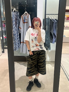 「CIAOPANIC（チャオパニック）の【DEFGARMENTS/デフガーメンツ】BERMUDA CARGO PANTS（その他パンツ）」を使った、gnk93さん（レディース・163cm）の夏コーディネート