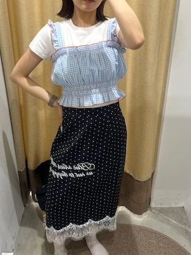 「CIAOPANIC（チャオパニック）の【2サイズ展開】スターワッペンTee（Tシャツ/カットソー、ホワイト系）」を使った、gnk93さん（レディース・164cm）の夏コーディネート