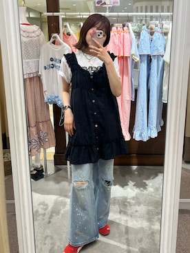 「CIAOPANIC（チャオパニック）のヴィンテージライクスラブTee（Tシャツ/カットソー、ホワイト系）」を使った、gnk93さん（レディース・164cm）の夏コーディネート