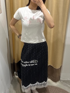 「CIAOPANIC（チャオパニック）の【2サイズ展開】スターワッペンTee（Tシャツ/カットソー、ホワイト系）」を使った、gnk93さん（レディース・164cm）の夏コーディネート