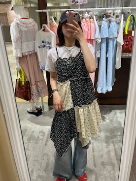 「CIAOPANIC（チャオパニック）のヴィンテージライクスラブTee（Tシャツ/カットソー、ホワイト系）」を使った、gnk93さん（レディース・164cm）の夏コーディネート
