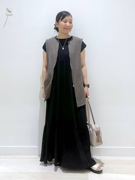 「アイテム（ベスト）」を使った、manasangwさん（レディース・155cm・30代）の夏コーディネート