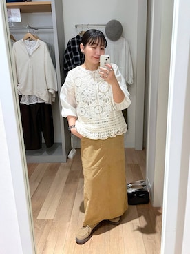 「ロングスカート」｜「アイテム（シャツ/ブラウス）」を使った、manasangwさん（レディース・155cm・30代）の秋コーディネート
