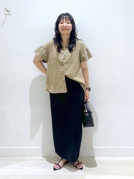 「ロングスカート」｜「アイテム（シャツ/ブラウス）」を使った、manasangwさん（レディース・155cm・30代）の夏コーディネート