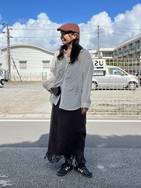 「アイテム（ハンチング/ベレー帽）」を使った、manasangwさん（レディース・155cm）の夏コーディネート