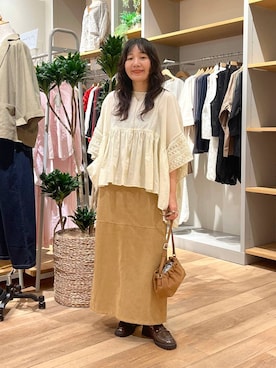 「ロングスカート」｜「アイテム（シャツ/ブラウス）」を使った、manasangwさん（レディース・155cm・30代）の秋コーディネート