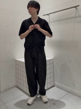 「SENSE OF PLACE by URBAN RESEARCH(センスオブプレイスバイアーバンリサーチ)のアソートバレルレッグデニムパンツ(デニムパンツ、ブラック系)」を使った、seiyadropsさん(メンズ・173cm)の夏コーディネート