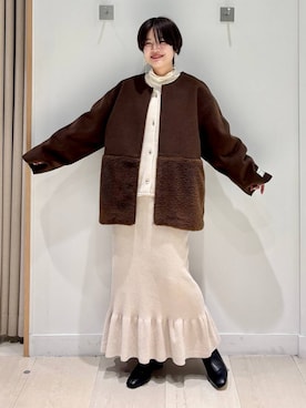 「アイテム（ノーカラージャケット）」を使った、しらがさん（レディース・159cm・30代）の秋コーディネート