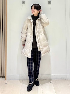 「GLOBAL WORK（グローバルワーク）のあったかウツクシルエットテーパードパンツ/575203（その他パンツ）」を使った、しらがさん（レディース・159cm）の冬コーディネート