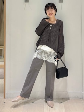 「GLOBAL WORK（グローバルワーク）のらくっションポインテッドバブーシュ/282406（パンプス、ホワイト系）」を使った、しらがさん（レディース・158cm）の春コーディネート