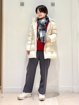 「GLOBAL WORK（グローバルワーク）のアイテム（マフラー）」を使った、しらがさん（レディース・159cm）の冬コーディネート