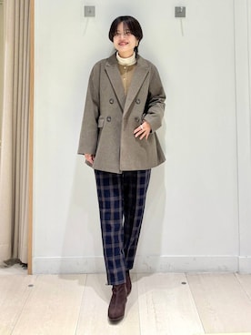 「GLOBAL WORK（グローバルワーク）のあったかウツクシルエットテーパードパンツ/575203（その他パンツ）」を使った、しらがさん（レディース・159cm）の冬コーディネート