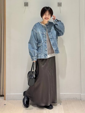 「GLOBAL WORK（グローバルワーク）のストレッチ総レースプルオーバー長袖/580886（Tシャツ/カットソー、ホワイト系）」を使った、しらがさん（レディース・158cm）の春コーディネート