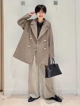 「アイテム（チェスターコート）」を使った、しらがさん（レディース・159cm）の秋コーディネート