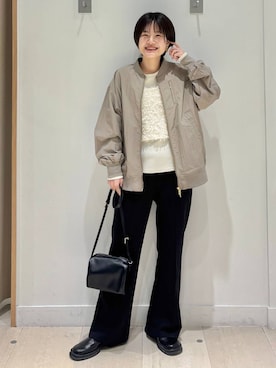 「GLOBAL WORK（グローバルワーク）のエアかる撥水ブルゾン/601301（ブルゾン、ブラウン系）」を使った、しらがさん（レディース・158cm）の春コーディネート