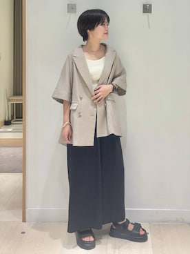「アイテム（バングル/リストバンド）」を使った、しらがさん（レディース・159cm・30代）の夏コーディネート