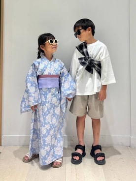 「GLOBAL WORK（グローバルワーク）のエアかるショーツ/147339（その他パンツ）」を使った、しらがさん（キッズ・124cm・30代）の夏コーディネート