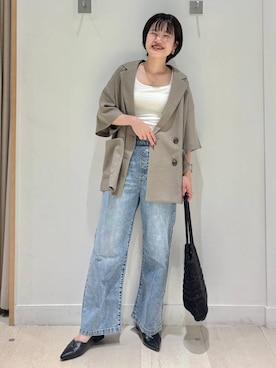 「GLOBAL WORK（グローバルワーク）のアイテム（テーラードジャケット）」を使った、しらがさん（レディース・159cm）の春コーディネート