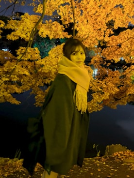 「アイテム（ピーコート）」を使った、寝々さん（レディース・153cm）の秋コーディネート