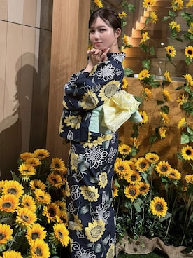 「アイテム（水着/着物・浴衣）」を使った、寝々さん（骨格ウェーブ・レディース・153cm）の夏コーディネート