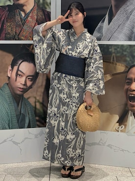 「ネイビー×ホワイト」｜寝々さん（レディース・153cm）の夏コーディネート