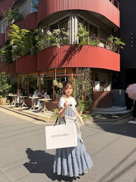 「チェックワンピース」｜寝々さん（レディース・153cm）の春コーディネート