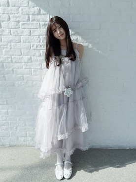 「ROCKFISH WEATHERWEAR（ロックフィッシュウェザーウェア）の[X MINJUKIM] FLORAL PATCH MARYJANES（バレエシューズ、ホワイト系）」を使った、寝々さん（レディース・153cm）の秋コーディネート