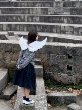 「アイテム（バレエシューズ）」を使った、寝々さん（レディース・153cm）の秋コーディネート