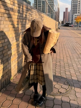 「アイテム（ステンカラーコート）」を使った、寝々さん（レディース・153cm）の秋コーディネート