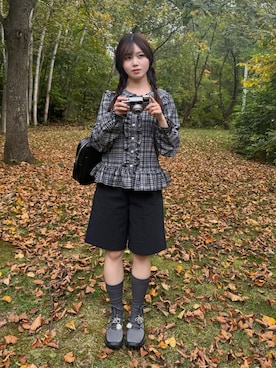 「アイテム（ドレスシューズ）」を使った、寝々さん（レディース・153cm）の秋コーディネート