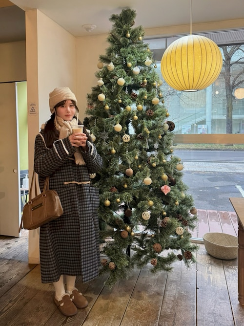 ボアフード付き チェック柄 ダッフルコート FD24W345【Fano Studios