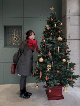 「アイテム（ピーコート）」を使った、寝々さん（レディース・153cm）の冬コーディネート