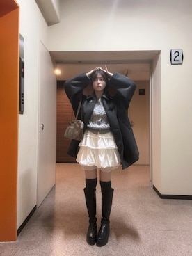 「アイテム（ピーコート）」を使った、寝々さん（レディース・153cm）の秋コーディネート