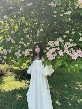「白ワンピース」｜寝々さん（レディース・153cm）の夏コーディネート
