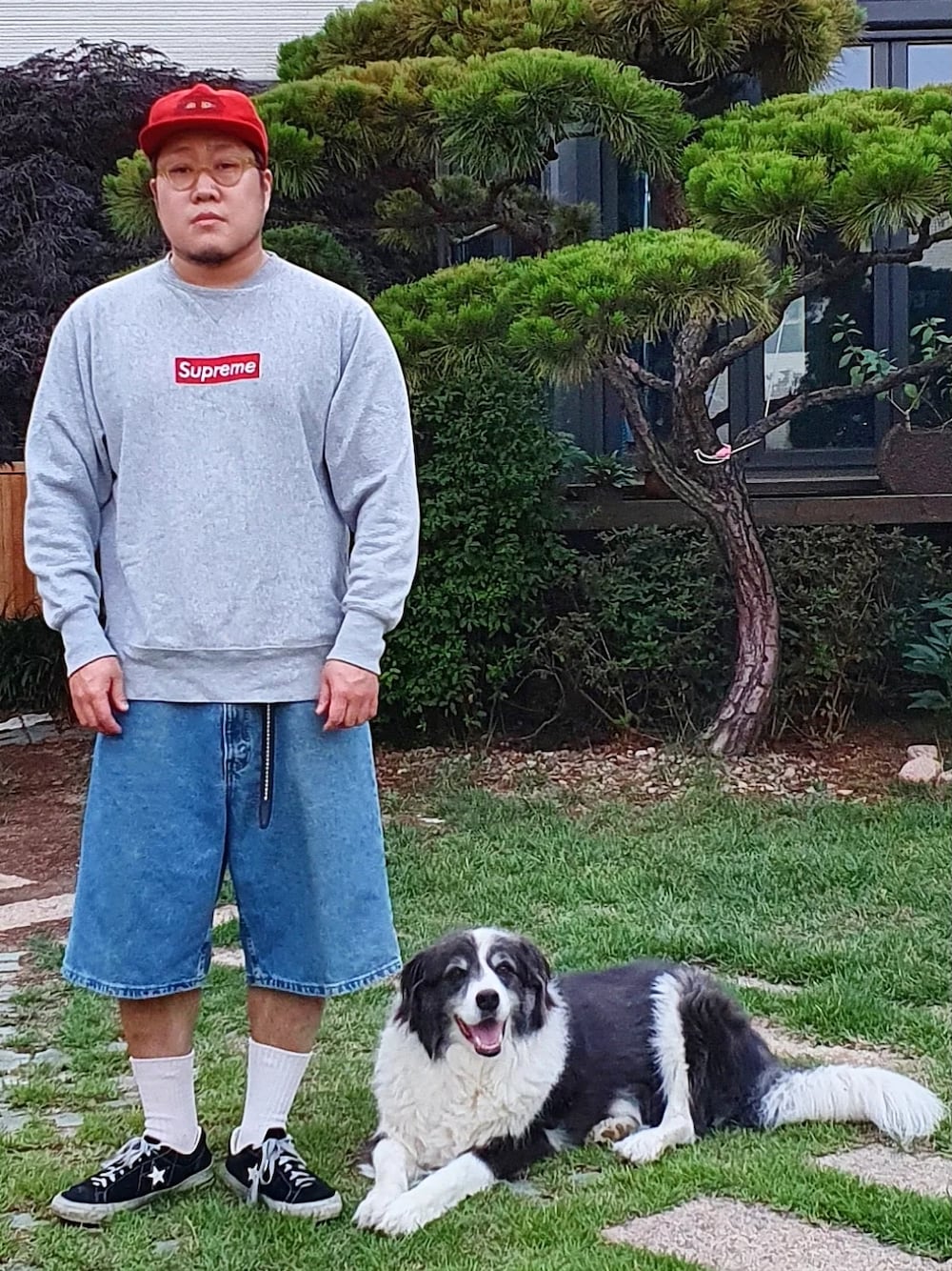 「Ocean pacific、supreme、Levis、onestar、converse、bordercollie」｜「Ocean Pacificのアイテム（キャップ、レッド系）」を使った、Herringさん（メンズ・178cm）の夏コーディネートの1枚目の写真