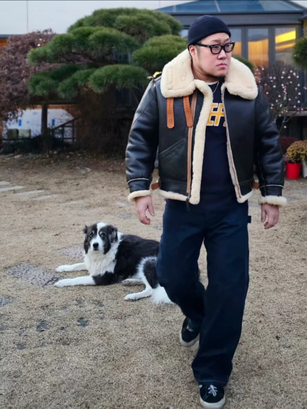 「Aero Leathers、TENDERLOIN、At last&co、millitary、korea style」｜「TENDERLOINのアイテム（Tシャツ/カットソー、ブルー系）」を使った、Herringさん（メンズ・178cm）の冬コーディネートの1枚目の写真