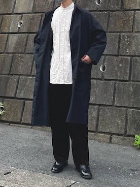 「秋」｜「アイテム（ステンカラーコート）」を使った、けいさん（メンズ・173cm）の秋コーディネート