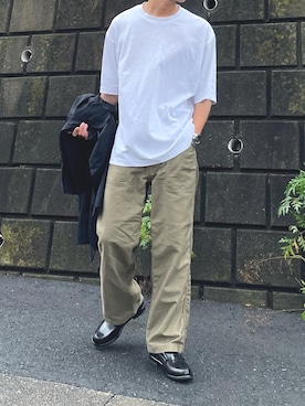 「UNIQLO（ユニクロ）のアイテム（Tシャツ/カットソー、ホワイト系）」を使った、けいさん（メンズ・173cm）の秋コーディネート