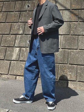 「UNIQLO（ユニクロ）のアイテム（テーラードジャケット、グレー系）」を使った、けいさん（メンズ・173cm）の春コーディネート