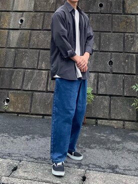 「UNIQLO（ユニクロ）のアイテム（シャツ/ブラウス、ブラック系）」を使った、けいさん（メンズ・173cm）の秋コーディネート