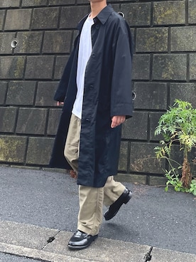 「UNIQLO（ユニクロ）のアイテム（ステンカラーコート、ブラック系）」を使った、けいさん（メンズ・173cm）の秋コーディネート