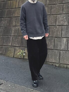「UNIQLO（ユニクロ）のアイテム（ニット/セーター、グレー系）」を使った、けいさん（メンズ・173cm）の秋コーディネート