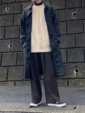 「UNIQLO（ユニクロ）のアイテム（スラックス、ブラウン系）」を使った、けいさん（メンズ・173cm）の秋コーディネート