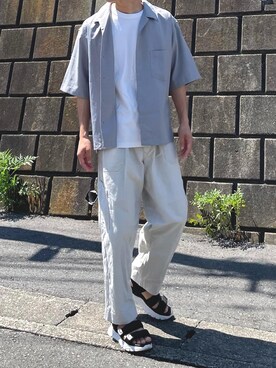 「アイテム（シャツ/ブラウス、シルバー系）」を使った、けいさん（メンズ・173cm）の夏コーディネート