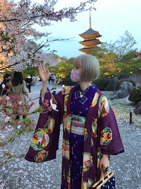 「和服」｜「アイテム（その他アウター）」を使った、令和六年さん（レディース・161cm）の春コーディネート