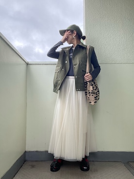 「fifth（フィフス）の[低身長サイズ有]チュールロングスカート（スカート）」を使った、tink0804さん（レディース・157cm）の春コーディネート