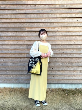 「大学生コーデ」｜「アイテム（ワンピース）」を使った、wamomoさん（レディース・164cm）の春コーディネート